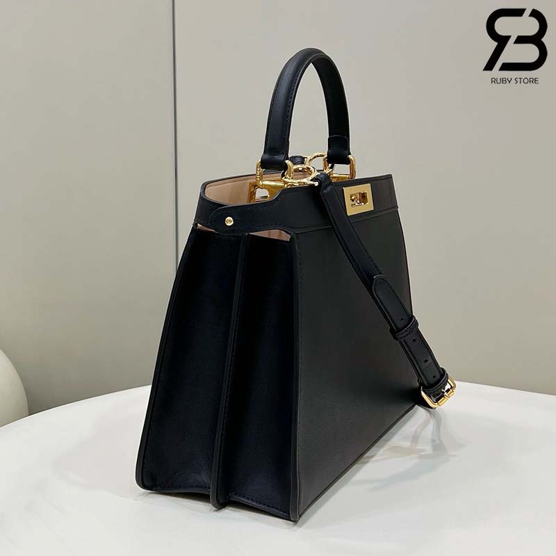 Túi Fendi Peekaboo ISeeU Medium Size 33 Black Calfskin Best Da Ý sang trọng