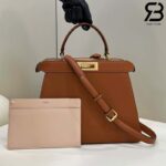 Túi Fendi Peekaboo ISeeU Medium Size 33 Brown Calfskin chi tiết góc nghiêng
