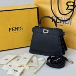 Túi Fendi Peekaboo ISeeU Petite Size 20 Black Grained Calfskin Hand Sewn Best Da Ý