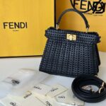 Túi Fendi Peekaboo ISeeU Petite Size 20 Black Interlace Leather Best Da Ý