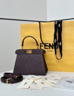 Túi Fendi Peekaboo ISeeU Petite Size 20 Brown Ostrich cao cấp