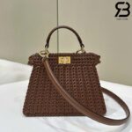 Túi Fendi Peekaboo ISeeU Petite Size 20 Dark Brown Interlace Leather Best Da Ý