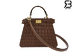 Túi Fendi Peekaboo ISeeU Petite Size 20 Dark Brown Interlace Leather Best Da Ý