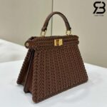 Túi Fendi Peekaboo ISeeU Petite Size 20 Dark Brown Interlace Leather Best Da Ý