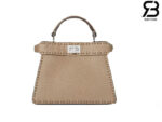 Túi Fendi Peekaboo ISeeU Petite Size 20 Etoupe Grained Calfskin Hand Sewn Best Da Ý
