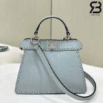 Túi Fendi Peekaboo ISeeU Petite Size 20 Light Blue Grained Calfskin Hand Sewn Best Da Ý