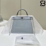 Túi Fendi Peekaboo ISeeU Petite Size 20 Light Blue Grained Calfskin Hand Sewn Best Da Ý