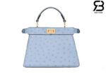Túi Fendi Peekaboo ISeeU Petite Size 20 Màu Xanh Nhạt Da Đà Điểu
