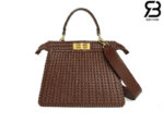 Túi Fendi Peekaboo ISeeU Small Size 27 Brown Interlace Leather Best Da Ý
