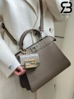 Túi Fendi Peekaboo ISeeU Small Size 27 Etoupe Grey Grained Calfskin Hand Sewn Best Da Ý