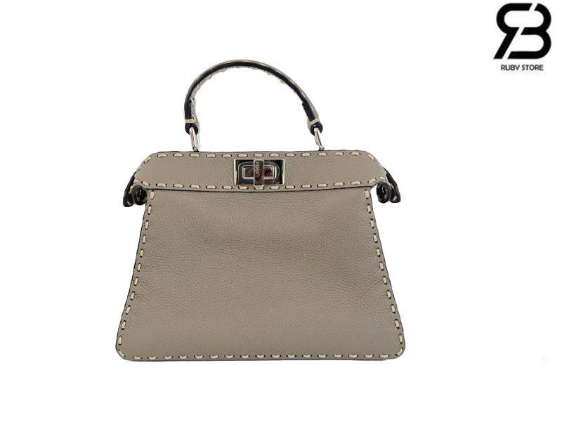 Túi Fendi Peekaboo ISeeU Small Size 27 Etoupe Grey Grained Calfskin Hand Sewn Best Da Ý