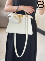 Túi Fendi Peekaboo ISeeU Small Size 27 White Calfskin Trắng Best Da Ý