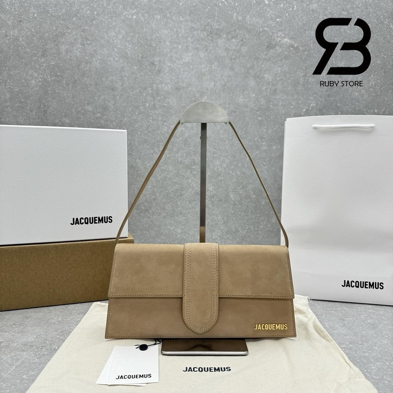 Túi Jacquemus The Long Bambino Beige Suede 28CM chính hãng sang trọng