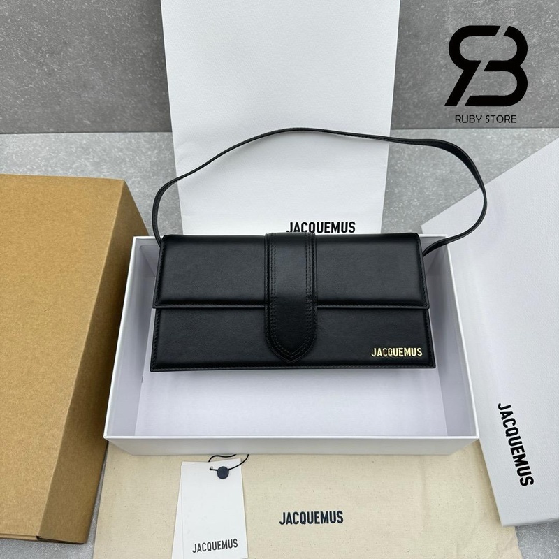 Túi Jacquemus The Long Bambino Black Cowskin 28CM với khóa sang trọng