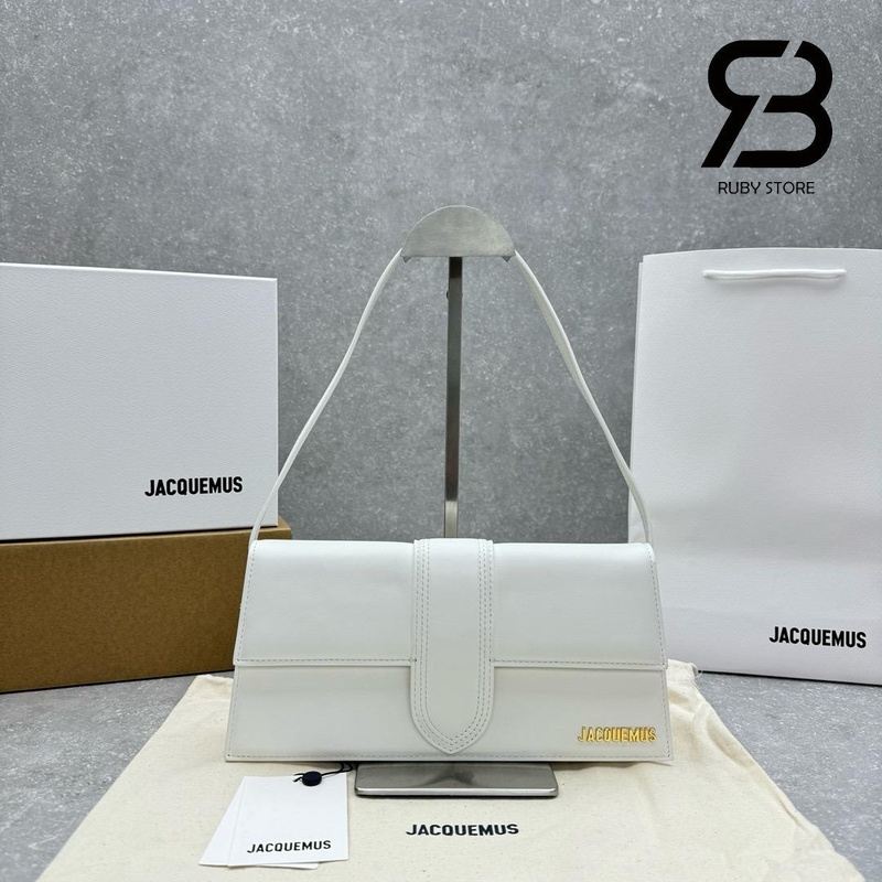 Túi Jacquemus The Long Bambino White Cowskin 28CM đẹp và sang trọng