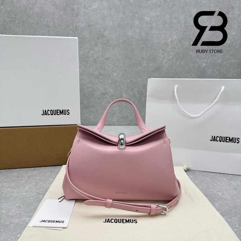 Túi Jacquemus The small Valérie Pale Pink Goatskin 24CM Hồng Best Da Ý góc nghiêng chi tiết