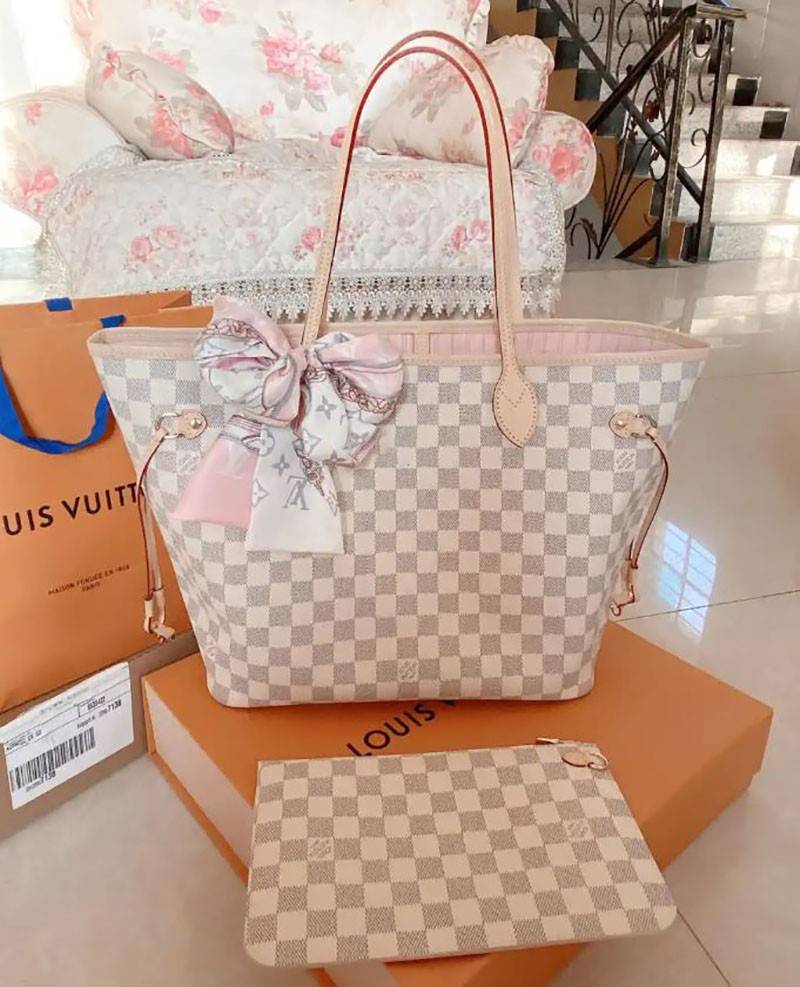 Túi LV Neverfull trắng hồng best quality