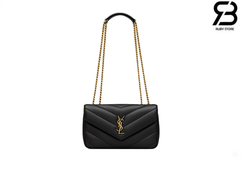 Túi YSL Loulou Small in Matelassé Size 24 Black Lambskin Màu Đen chính hãng