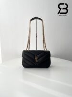 Túi YSL Loulou Small in Matelassé Size 24 Black Lambskin màu đen cao cấp.