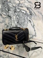 Túi YSL Loulou Small in Matelassé Size 24 Black Lambskin màu đen sang trọng