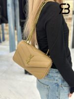 Túi YSL Loulou Small in Matelassé Size 24 Brown Lambskin Màu Nâu chất lượng cao