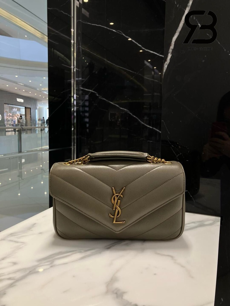 Túi YSL Loulou Small in Matelassé Size 24 Dark Strong Moss Lambskin Xanh Rêu