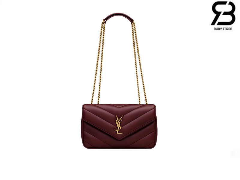 Túi YSL Loulou Small in Matelassé Size 24 Rouge Cabernet Lambskin màu đỏ sang trọng