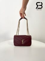 Túi YSL Loulou Small in Matelassé Size 24 Rouge Cabernet Lambskin màu đỏ sang trọng