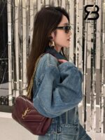 Túi YSL Loulou Small in Matelassé Size 24 Rouge Cabernet Lambskin màu đỏ cao cấp
