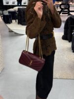 Túi YSL Loulou Small in Matelassé Size 24 Rouge Cabernet Lambskin Màu Đỏ