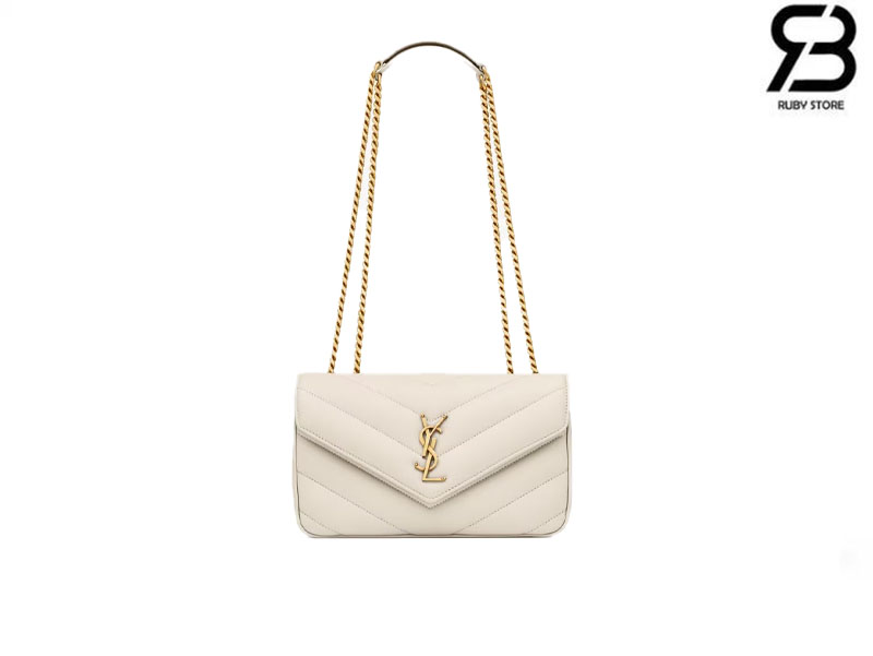 Túi YSL Loulou Small in Matelassé Size 24 White Lambskin Màu Trắng chính hãng