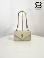 Túi YSL Loulou Small in Matelassé Size 24 White Lambskin màu trắng sang trọng