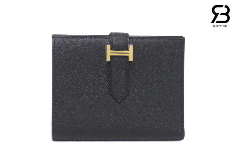 Ví Hermes Bearn Compact Wallet Noir Epsom GHW Best Pháp