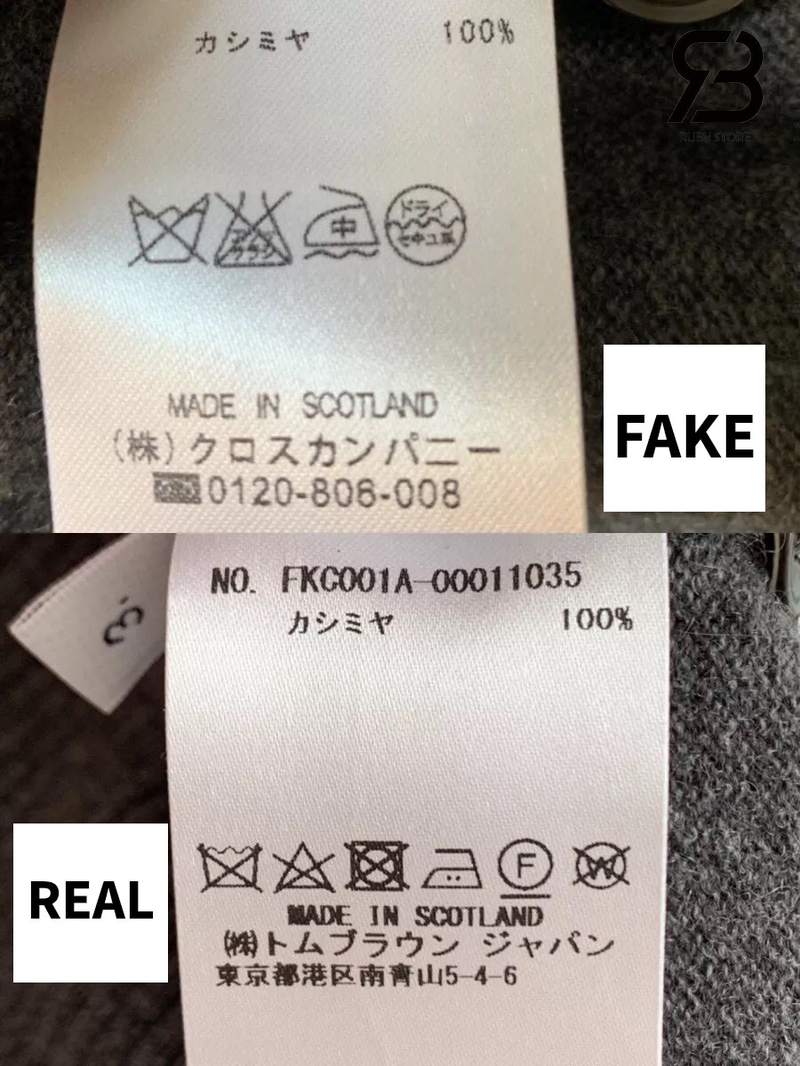 Cách nhận biết áo Thom Browne chính hãng với fake qua tag nhãn