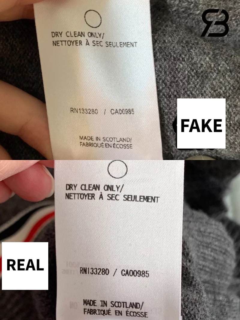 Cách nhận biết áo Thom Browne chính hãng với fake qua tag nhãn