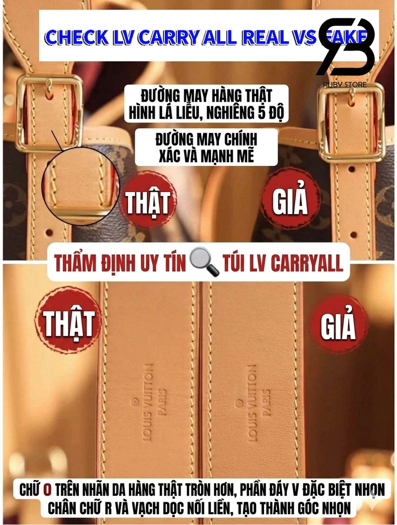 Cách phân biệt túi LV CarryAll real và fake