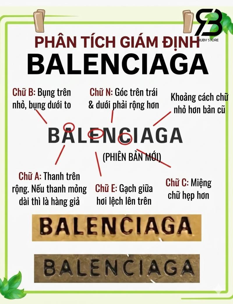 Cách phân biệt túi Balenciaga real và fake qua font chữ logo