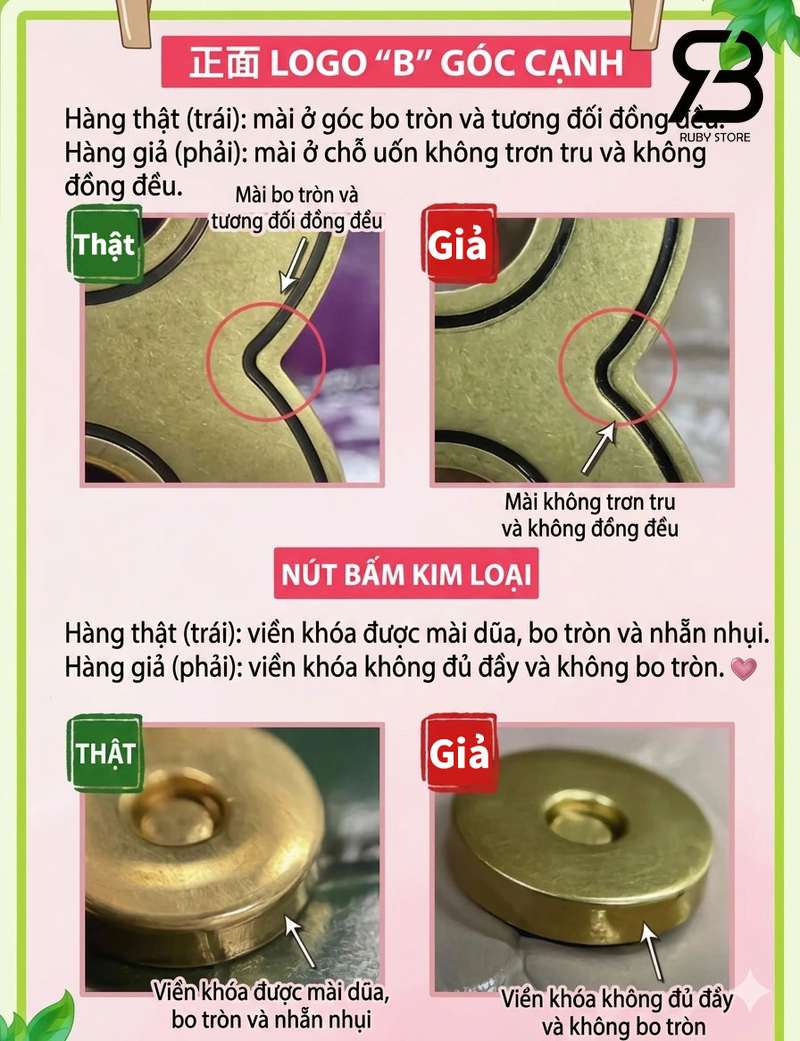 Cách phân biệt túi Balenciaga real và fake qua phần cứng và logo chữ B