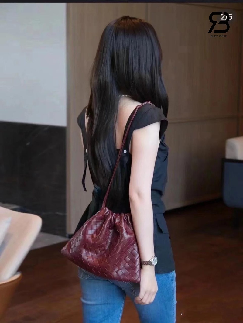 Túi Bottega Veneta Dustbag Medium Barolo Intrecciato Calfskin 32CM Đỏ sang trọng