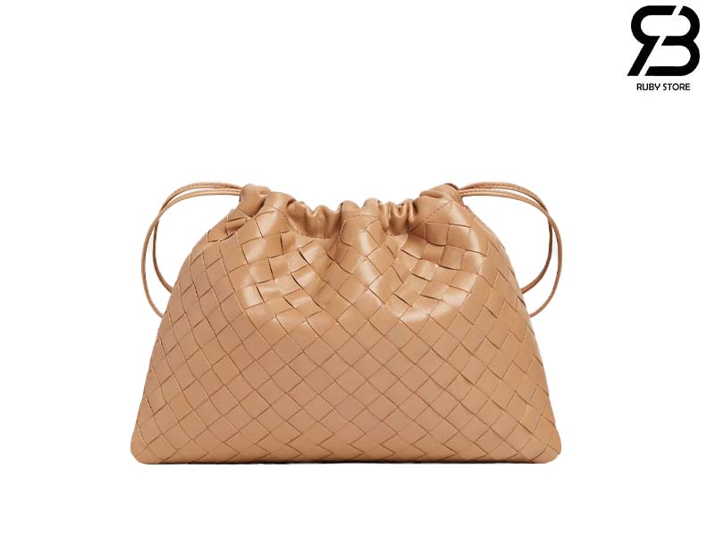 Túi Bottega Veneta Dustbag Medium Pale Brown Intrecciato Calfskin 32CM Kem