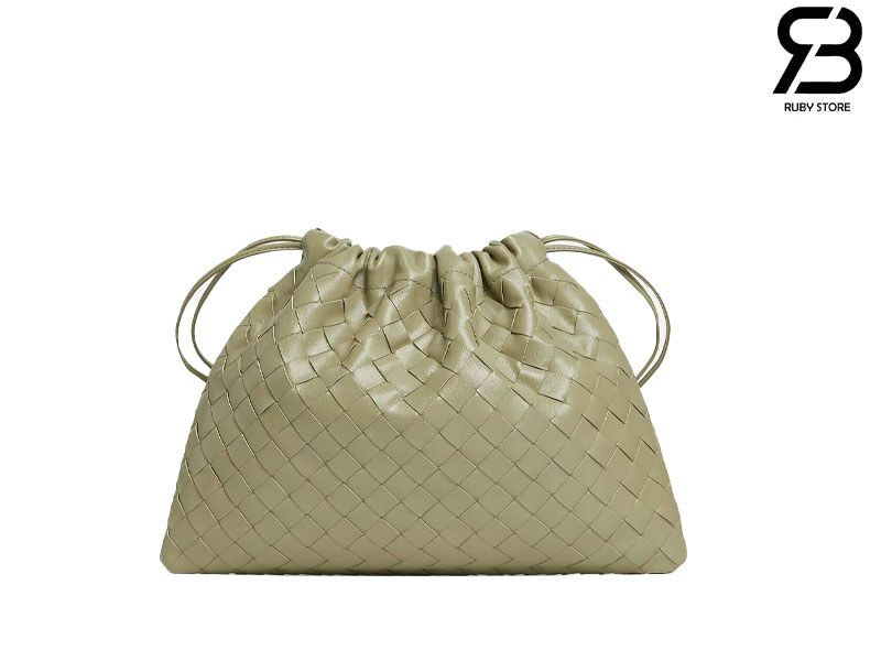 Túi Bottega Veneta Dustbag Medium Travertine Intrecciato Calfskin 32CM Xanh Olive