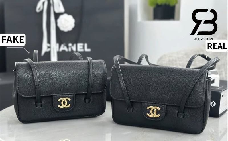 phân biệt túi Chanel 26P Preppy Coco real và fake qua da