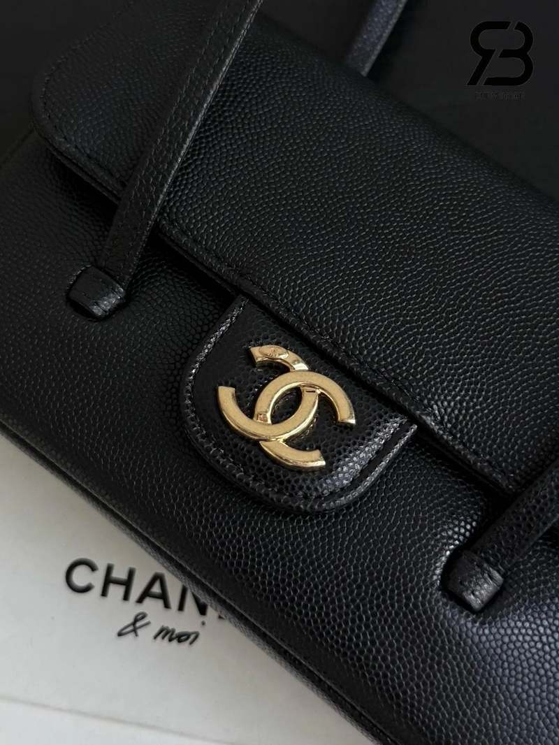 Túi Chanel 26P Preppy Coco nắp flap gập màu đen
