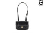 Túi Channel 26P Preppy Coco Clutch Shoulder Bag 17CM Black Caviar GHW Đen
