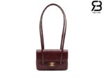 Túi Channel 26P Preppy Coco Clutch Shoulder Bag 17CM Burgundy Red Caviar GHW Đỏ
