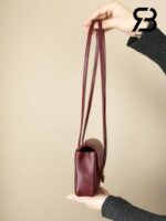 Túi Channel 26P Preppy Coco Clutch Shoulder Bag 17CM Burgundy Red Caviar GHW Đỏ