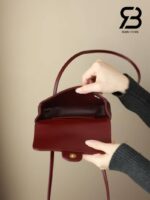 Túi Channel 26P Preppy Coco Clutch Shoulder Bag 17CM Burgundy Red Caviar GHW Đỏ
