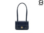Túi Channel 26P Preppy Coco Clutch Shoulder Bag 17CM Navy Caviar GHW Xanh Đậm