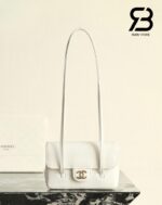 Túi Channel 26P Preppy Coco Clutch Shoulder Bag 17CM White Caviar GHW Trắng