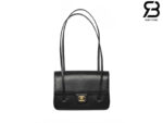 Túi Channel 26P Preppy Coco Small Flap 22CM Black Caviar GHW Đen